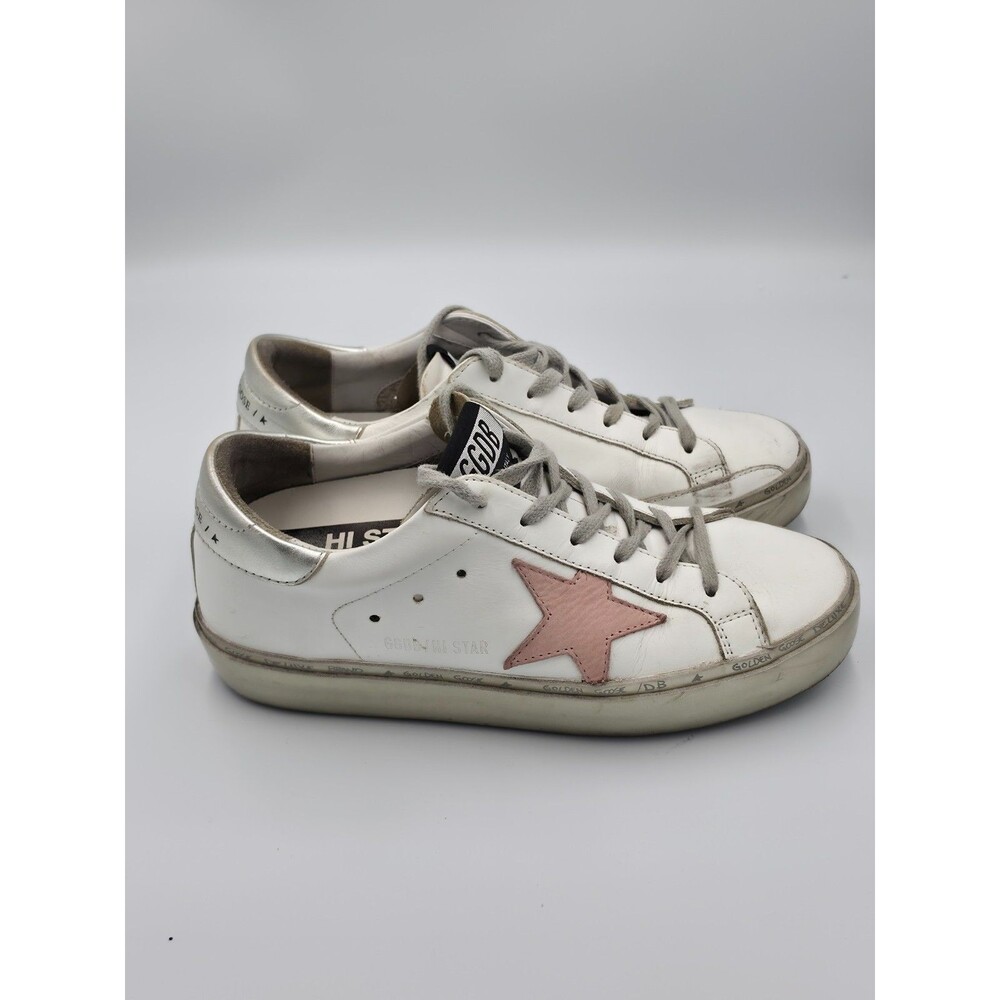 Golden Goose Hi Star White Pink Star Sneakers Women's 6 EU 36 Italy Leather - Picture 3 of 9